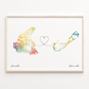 Canada to Bermuda Karte Poster, Aquarell Karte, Bermuda Karte, Reise Wandbild, Bermuda Karte, C23-617