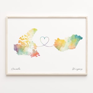 Kanada Ungarn Druck, Aquarell Karte Poster, Hong Konger Geschenk, Reise Wandkunst, Willkommen zu Hause, C23-676