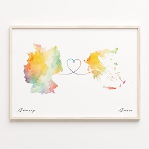 Deutschland Griechenland Karte, Wasserfarben Karte, Gap Jahr, Geschenk Gap Year, Geschenk Gap, C23-466