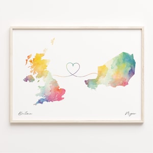 Großbritannien, Niger Druck, Aquarell Karte Poster, Nigerien Geschenk, Großbritanien Wandkunst, Abschiedskarte, C23-333
