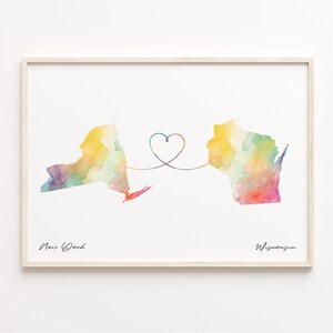 Aquarell New York Wisconsin Poster, Wisconsinite Geschenk, Reise Wandkunst, Expatriate Geschenk, C23-1400