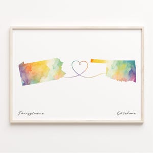 Pennsylvania Oklahoma Druck, Aquarell Karte Poster, Oklahoma Geschenk, Reise Wandkunst, Beziehungsgeschenk, C23-1439