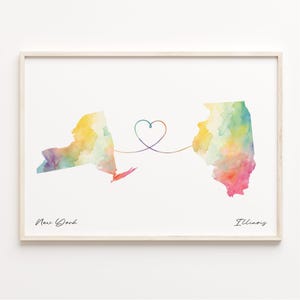 Aquarell New York Map Poster, USA Geschenk, Reise Wandkunst, Digitale Nomaden Karte, C23-1365