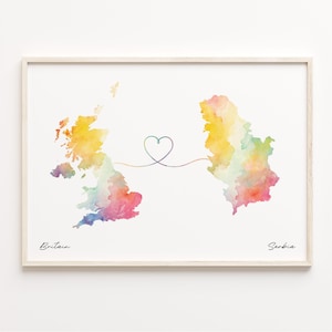 Großbritanien-Serbien Druck, Aquarell Karte Poster, Serbische Geschenk, Großbritanien Wandkunst, Studie im Ausland Geschenk, C23-359