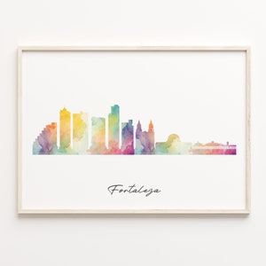 Fortaleza Skyline Watercolor Print: Brazil Cityscape Wall Art