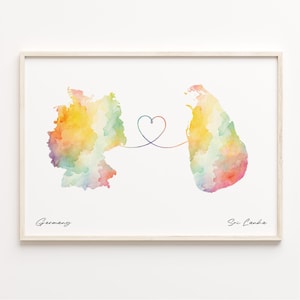 Deutschland Sri Lanka Druck, Aquarell Karte Poster, Spanisch Geschenk, Reise Wandkunst, Volunteer, C23-568