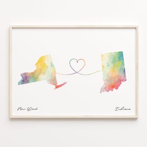 New York Indiana Druck, Aquarell Karte Poster, Hoosier Geschenk, Reise Wandkunst, Kulturelle Wurzeln, C23-1366