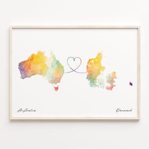 Australien, Dänemark Druck, Aquarell Karte Poster, Tschechisches Geschenk, Reisewandkunst, Freundschaftsgeschenk, C23-842