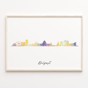 Belfast Skyline Watercolor Print: Northern Ireland Cityscape