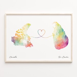 Kanada, Sri Lanka Druck, Aquarell Karte Poster, Spanisches Geschenk, Reisewandkunst, Volunteer Geschenk, C23-767