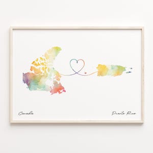 Aquarell Karte von Canada to Rico, Reise Karte, Portugisisch Geschenk, C23-744