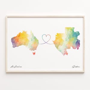 Australien Gabun Druck, Aquarell Karte Poster, Französisch-Polynesische Geschenk, Reise Wandkunst, Im Ausland leben, C23-859