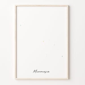 Mikronesien Aquarell Karte, Lebendige Mikronesische Kunst Poster, FM Bunte Landkarte, Wohnzimmer Kunst, C26-121