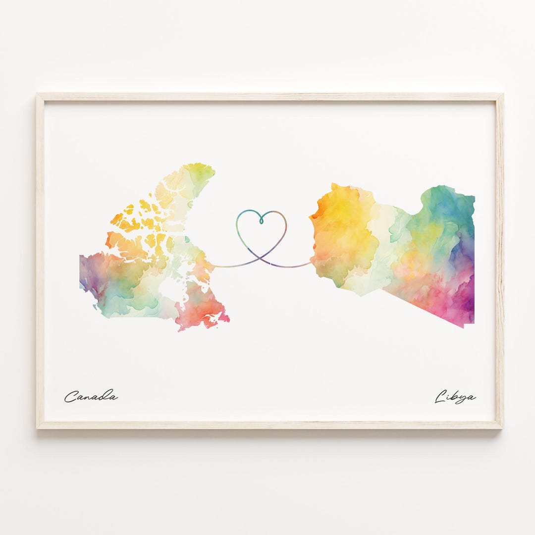 Canada to Libya Print: Watercolor Country Map Art - Etsy