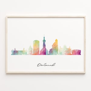 Dortmund Skyline Watercolor Print: Germany Cityscape Art