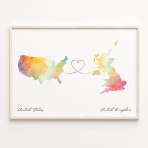 Karte von USA, United Kingdom, Karte, Abschiedskarte, Landkarte, USA Geschenk, Weltkarte Geschenk, C23-190