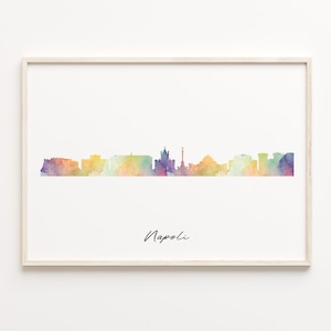 Napoli Skyline Print, Watercolor Cityscape, Italy Wall Art Poster, Watercolour Map, Wall Art Poster, C29-355