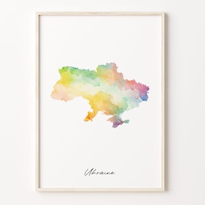 Ukraine Watercolor Map Print, Vibrant Ukrainian Art Poster, UA Colorful Country Wall Art, Travel Enthusiaist, C26-188