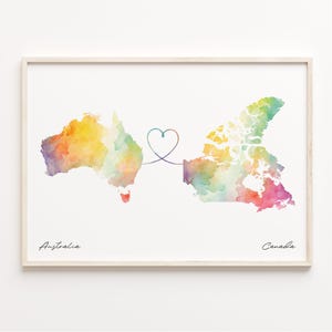 Australien Kanada Druck, Aquarell Karte Poster, Kamerun Geschenk, Reisewandkunst, Abschiedsgeschenk, C23-827