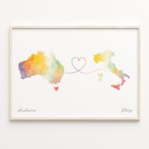 Australien Italien Druck, Aquarell Karte Poster, Israelische Geschenk, Reise Wandkunst, Abenteuer erwartet, C23-884