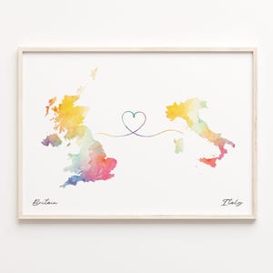 Großbritanien, Italien Druck, Aquarell Karte Poster, Italien Geschenk, Großbritanien Wandkunst, Abschied Reise, C23-288