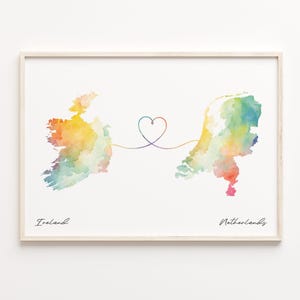 Impression de l'Irlande aux Pays-Bas, affiche de carte aquarelle, cadeau népalais, art mural voyage, cadeau d'adieu, C23-1124