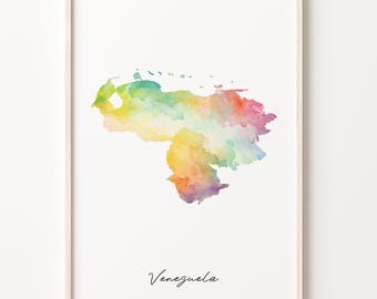 Venezuela Watercolor Map Art Print: Vibrant Country Wall Decor