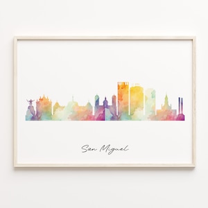 San Miguel Argentina Skyline Watercolor Art Print