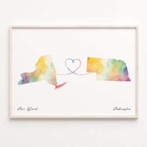 Aquarell New York to Nebraska Poster, Nebraska Poster, Reise Wandkunst, Abenteuer erwartet Karte, C23-1380