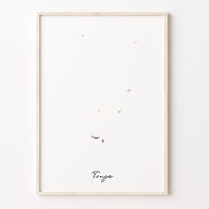 Tonga Watercolor Map Print, Vibrant Tongan Art Poster, TO Colorful Country Wall Art, Art Print Gift, C26-182