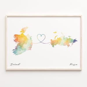 Ireland to Russia Print, Watercolor Map Poster, Romanian Gift, Travel Wall Art, Expat Map, C23-1146