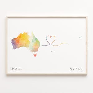 Australien Seychellen Druck, Aquarell Karte Poster, Serbische Geschenk, Reisewandkunst, Auf Wiedersehen Geschenk, C23-956