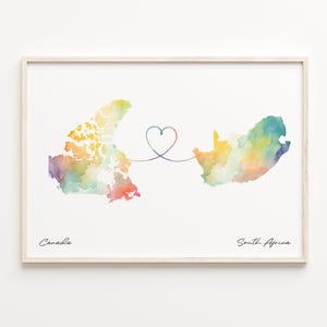 Kanada Südafrika Druck, Aquarell Karte Poster, Somali Geschenk, Reisewandkunst, Gap Jahr Geschenk, C23-764