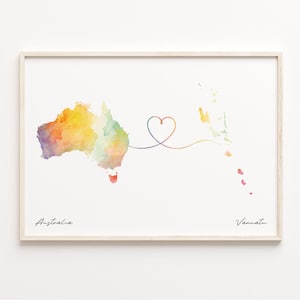 Australien Vanuatu Druck, Aquarell Karte Poster, Ni-Vanuatu Geschenk, Reisewandkunst, Ferngeschenk, C23-989