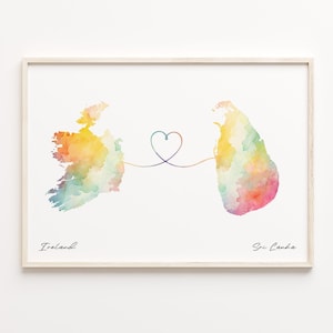 Irland Sri Lanka Karte Poster, Aquarell Karte, Irland Geschenk, Reise Wandkunst, Digitaler Nomade, C23-1165
