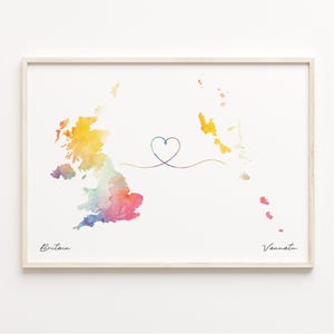 Großbritanien und Vanuatu Karte, Ni-Vanuatu Karte, Ni-Vanuatu Karte, Ni-Vanuatu Wandkunst, Umzug ins Ausland Geschenk, Ni-Vanuatu Geschenk, C23-392
