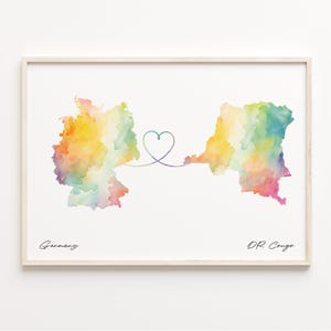 Germany DR Congo Watercolor Map Print: Country Connection Gift