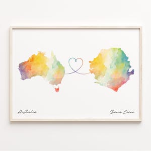 Australia to Sierra Leone Print, Watercolor Map Poster, Seychellois Gift, Travel Wall Art, Goodbye Map, C23-957