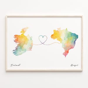 Irland Brasilien Karte Poster, Brasilien Geschenk, Brasilien Karte, Wanddeko, Landkarte, C23-1020