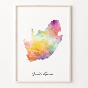 South Africa Watercolor Map Print, Vibrant South African Art Poster, ZA Colorful Country Wall Art, Watercolor art, C26-168