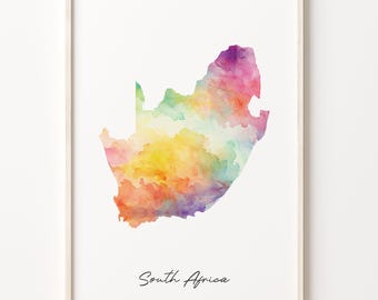 South Africa Map Print: Vibrant Watercolor Country Art