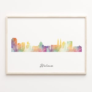 Helena Skyline Print, Watercolor Cityscape, United States Wall Art Poster, Cityscape Gift, Wall Art Poster, C29-380