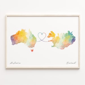 Australia to Iceland Print, Watercolor Map Poster, Hungarian Gift, Travel Wall Art, Welcome Home Map, C23-876