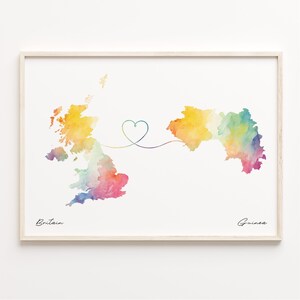 Großbritanien-Guinea Druck, Aquarell Karte Poster, Guineische Geschenk, Großbritanien Wandkunst, Karte, C23-273