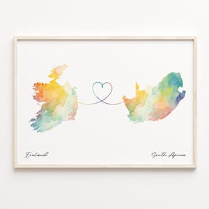 Aquarell Karte Irland Irland Karte, Somali Geschenk, Reise Wandkunst, Volunteering, C23-1162