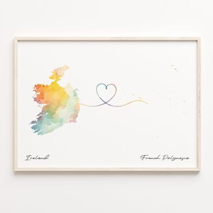 Irland Französisch-Polynesien Karte, Aquarell Karte, Französisch-Polynesien Geschenk, Reise-Wandkunst, Leben im Ausland Geschenk, C23-1058