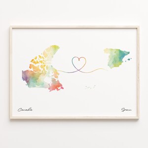 Kanada, Spanien Poster, Aquarell Karte, Kanada Geschenk, Reise Wandkunst, Volunteering, C23-766
