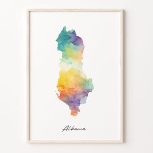 Albania Watercolor Map Print, Vibrant Albanian Art Poster, AL Colorful Country Wall Art, Art Print Gift, C26-2