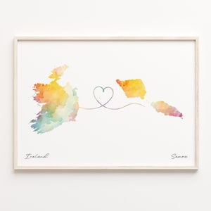 Ireland to Samoa Print, Watercolor Map Poster, Saint Lucian Gift, Travel Wall Art, LDR Map, C23-1149