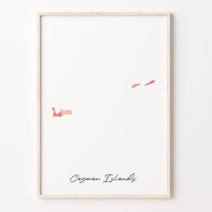 Cayman Islands Aquarell Karte Druck, Lebhaftes Kaimanisches Kunstposter, KY Bunte Landwandkunst, Lebhafter Druck, C 26-34